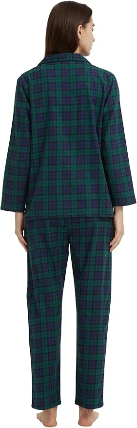 GLOBAL Flannel Pajamas for Women 2-Piece Comfy and Cozy Flannel Pj Set Cotton Loungwear