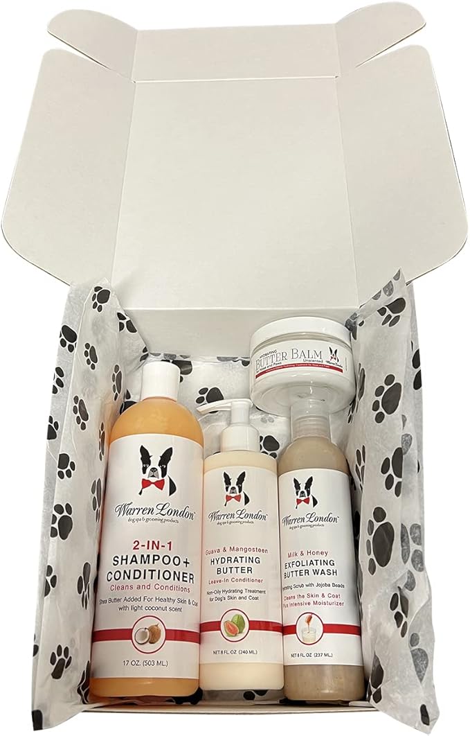 Warren London Dog Products Gift Boxes | Pet Presents Containing Multiple Luxury Spa Products | Birthday Box for Dog for Dog | New Puppy Present Gift Idea | Butter Box