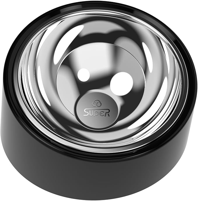 15° Tilted Dog Bowl for Small Dogs & Cats, Non-Slip No-Spill Pet Food Bowl, Detachable 2-in-1 Stainless Steel Slow Feeder & Water Dish, Easy Access, Black (Size S)