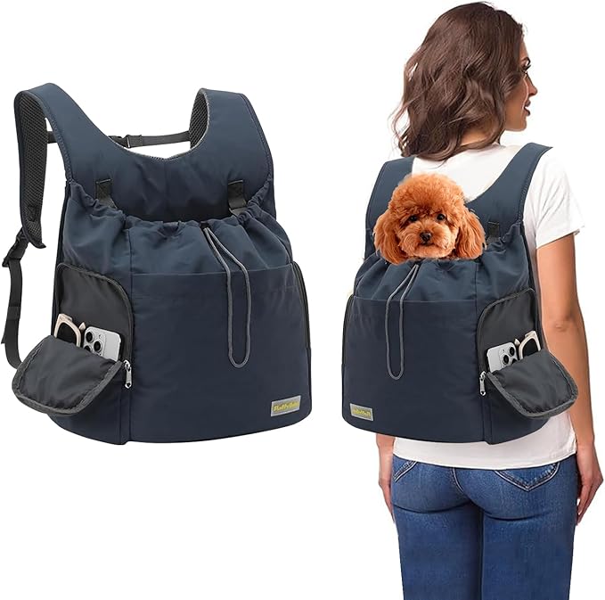 Dog Front Carrier Backpack, Adjustable Pet Cat Chest Ventilated Dog Carrier for Hiking Camping Travel, Ventilated Mesh Dog Travel Backpack(Dark Gray)