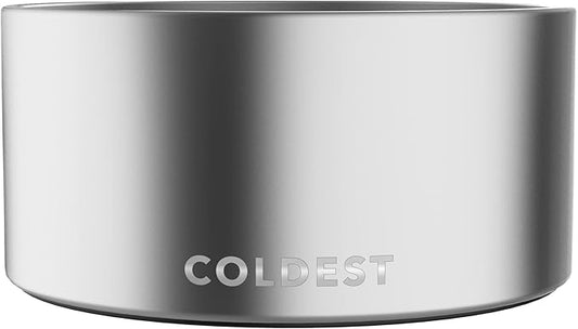 Coldest Dog Bowl - Anti Rust Metal, Non Slip, 3 Layers Insulated Stainless Steel Dog Bowls - Spill Proof & Heavy Duty - Water Bowl for Dogs, Cats, Dish Washer Safe (200 oz, Polished Stainless Steel)