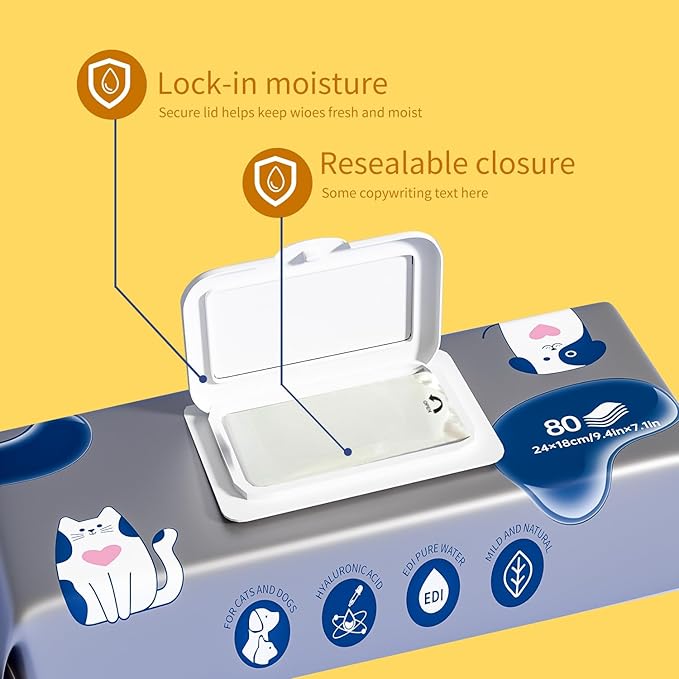 MIOSSZI 290 Pcs Pet Cleaning Deodorizing Wipes Kit for Dogs & Cats Daily Cleaning Paws, Face Tear Stain & Full Body & Sensitive Skin, Gentle & Unscented, Hypoallergenic Ingredients Pet Grooming Wipes