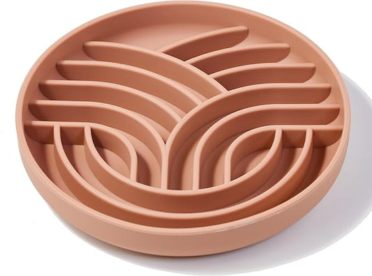 OHMO Slow Feeder Dog Bowls(Tree Life, Coral) Enrichment Soft Silicone Food Safe Feeding Bowl Non Slip Suction Cup for All Breed Pet, Cat Slow Down Eating Dishes, Boredom and Anxiety Reducer