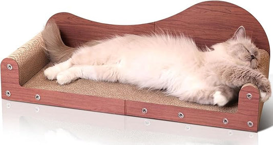 ComSaf 26.4" Large Cat Scratcher Bed, Cat Scratching Board, Durable Cardboard for Indoor Use, Extra Large Couch with Scratch Pad - Sofa Lounge