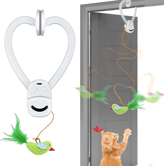 Interactive Cat Toys for Indoor Cats Automatic Electric Flying Bird Feather Mouse Toy - Best Kitten & Adult Cat Enrichment Mouse cat Toy Hanging Electric Kitty Toys for Bored Cats