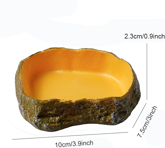 2 Pack Realistic Resin Reptile Food and Water Bowls Natural Simulation Tree Stump Feeding Dishes for Lizards Snakes Tortoises Geckos Decorative Terrarium Landscaping Accessories for Reptile Habitat