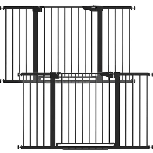 Cumbor 2 Pack 29.7-54.2" Baby Gate for Stairs, Mom's Choice Awards Winner-Auto Close Dog Gate for doorways, Easy Install Pressure Mounted Pet Gate Indoor, Walk Thru Wide Safety Gate for Dog, Black