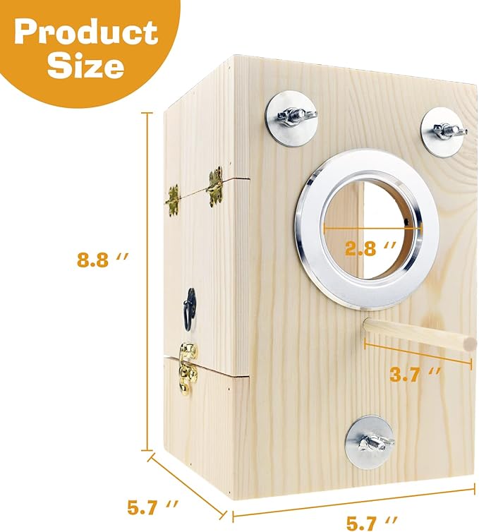 Bird Nest Box Parakeet Breeding Nest Box Bird Nest House Wooden Acrylic Transparent Breeding Box for Finch Lovebirds Cockatiel Budgie Conure Parrot