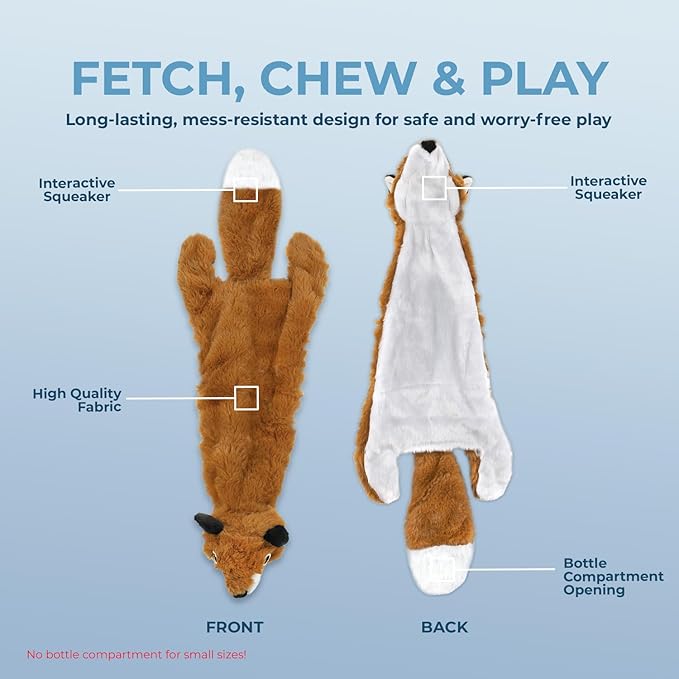 Best Pet Supplies Squeaky Dog Toys with Soft Durable Fabric for Small, Medium and Large Pets Interactive Toy for Indoor Play, Supports Active Biting and Play - Fox, Small
