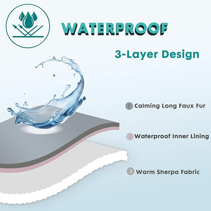 gogobunny Waterproof Dog Blanket for Large Dogs, Cats, Puppy, Reversible Faux Fur Pet Throw Blanket, Washable, Calming Furniture Protection for Sofa Bed (40x50 Inch (Pack of 1), Light Grey)