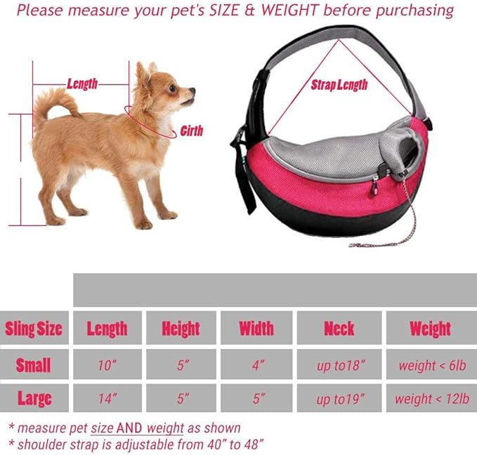 Pet Dog Sling Carrier Breathable Mesh Travel Safe Sling Bag Carrier for Dogs Cats