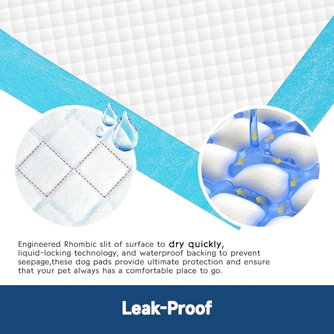 Quilocare 100 Count 28” x 34” XXL Puppy Pads, Super Absorbent Leakproof Extra Large Pee Pads for Dogs, Disposable Dog Training Pads