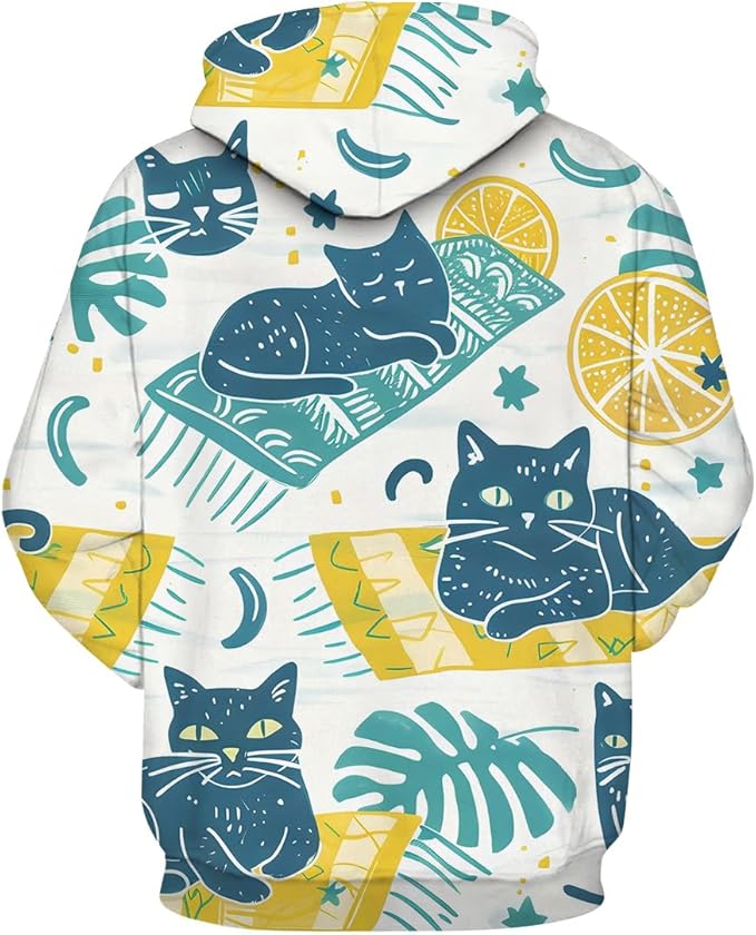 Unisex Adults 3D Dog Cat Printed Hoodies for Men Women Pullover Novelty Sweatshirts with Pockets