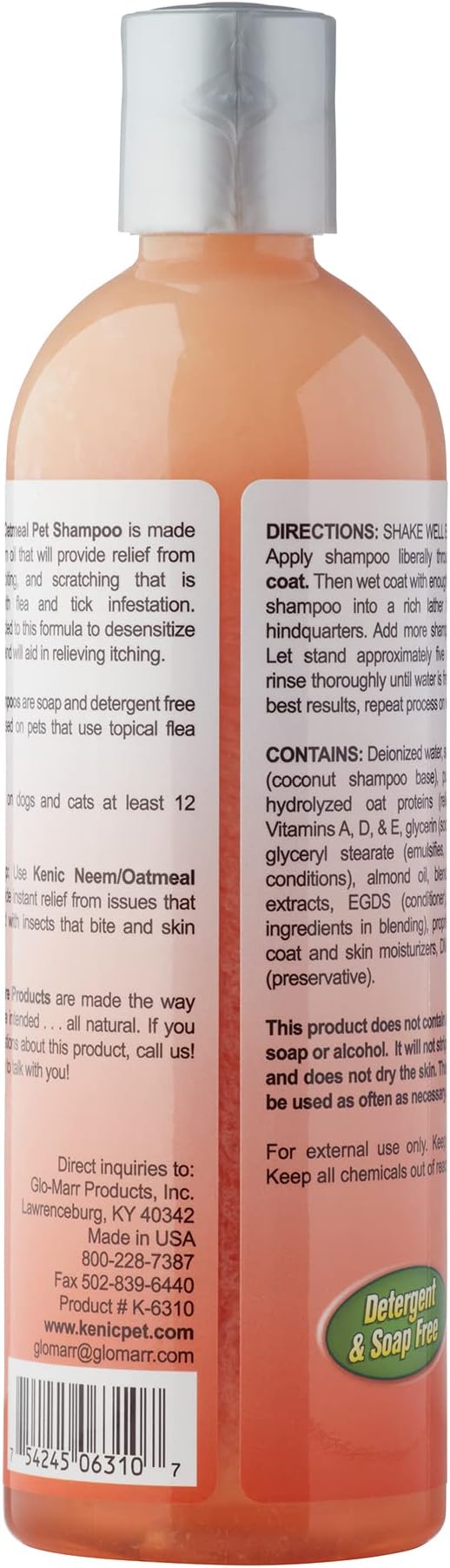 Kenic Neem Oatmeal Shampoo for Dogs & Cats, Dog Shampoo Flea & Tick Support – Fast-Acting Relief for Itchy, Dry, or Irritated Skin – 17oz – Made in USA