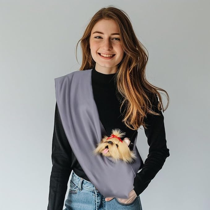 Dog Sling Carrier for Small Dogs, Up to 11 lbs, Dog Carrier Sling is Easy to Carry, Hand Free, Keep Warm, Grey