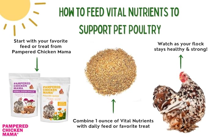 Vital Nutrients: Chicken Vitamins for Feed & Molting Supplement, Egg Booster, Poultry & Chicken Vitamins - Pampered Chicken Mama (1.5 pounds)