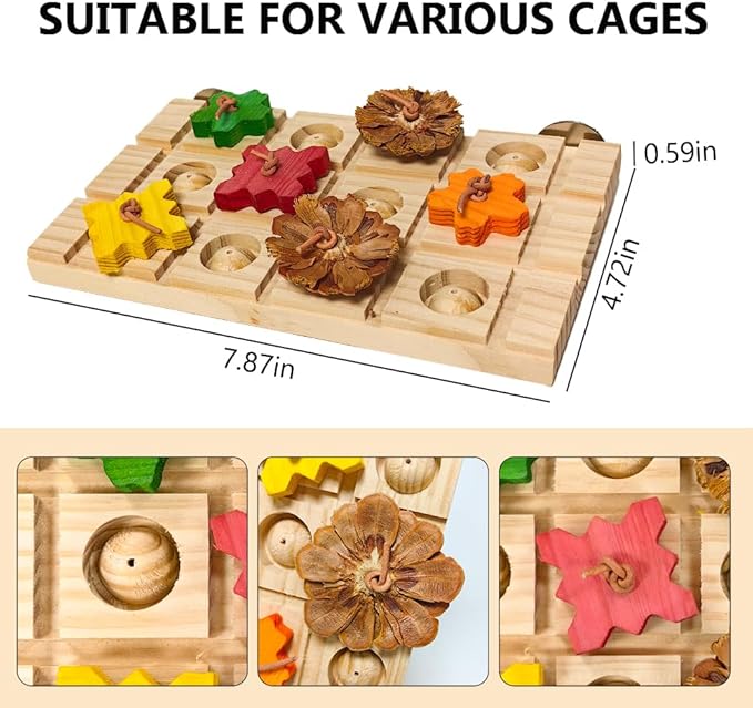 Bird Perch Stand Platform,Natural Wooden Perch Toys Playground Cage for Lovebirds, Small Parakeets, Conures, Budgies, Finches Conure Cockatiel (Medium)