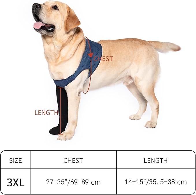 COODEO Dog Socks to Prevent Licking Paws, Healing Boots & Paw Protectors with Non-Slip Bottoms for Wound Protection, Waterproof Sleeve Shoes for Licking（Blue，3XL_Left