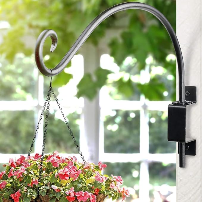 Swivel Bird Feeder Hanger Hook: Swivel Hanging Plant Bracket Outdoor - Wall Mount Hanging Hook for Bird Feeder 16Inch 2Packs