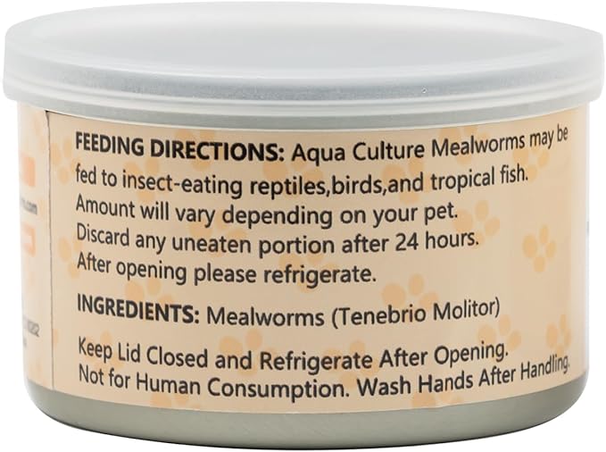 6 Pack Canned Mealworms for Reptiles, Fish, Birds and Small Animals, Meal Worms, Healthy High Protein Treat, Reptile Bird Fish Food 7.2 Ounces Total