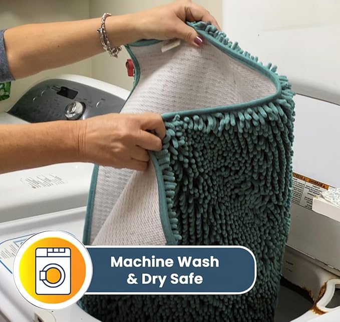 Muddy Mat® Original Dog Door Mat for Muddy Paws, Super Absorbent Microfiber, Non-Slip Washable Pet Rug, Quick Dry Chenille Entryway Carpet, Machine Washable Indoor Outdoor mat, Seafoam Green 48"x72"