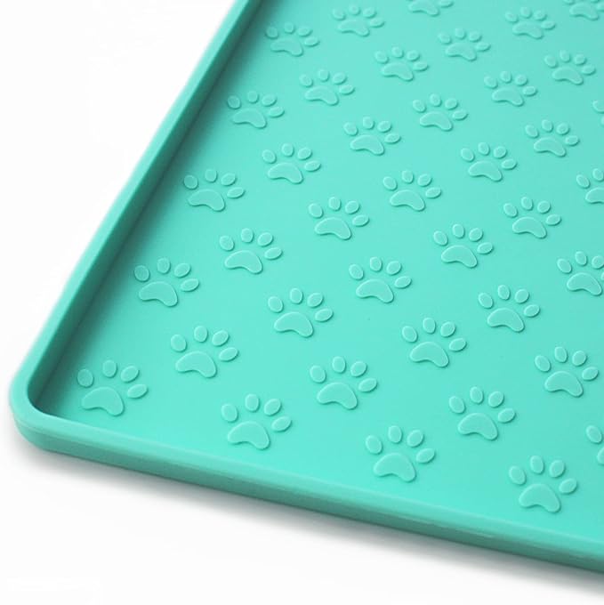 Ptlom Silicone Pet Placemat for Dog and Cat, Waterproof Non-Slip Pet Feeding Bowl Mats for Food and Water, Small Medium Large Dogs Mat Prevent Residues from Spilling to Floor, Green, 24.5" 16.5"