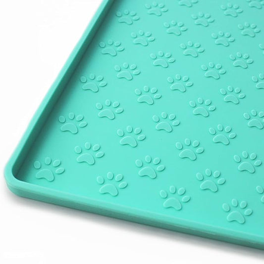 Ptlom Silicone Pet Placemat for Dog and Cat, Waterproof Non-Slip Pet Feeding Bowl Mats for Food and Water, Small Medium Large Dogs Mat Prevent Residues from Spilling to Floor, Green, 24.5" 16.5"