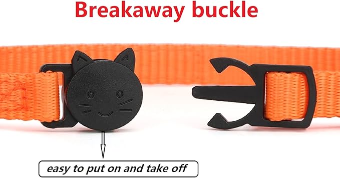 shangye Personalized Cat Collar, Custom Embroidered Cat Collars with with Name and Phone Number, Nylon ID Collar for Cat or Kitten with Breakaway Safety Release Buckle with Bell