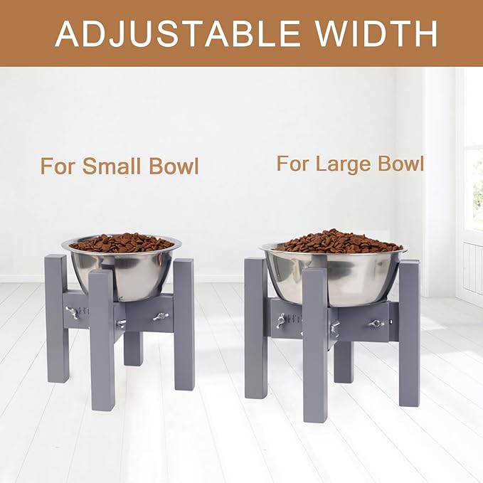 Elevated Dog Bowl Stand,Adjustable Dog Food Stand for 6”-8” Bowls,Single DogBowl Holder 7” Tall for Cats and Small Dogs Grey