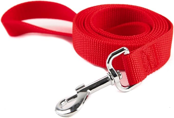 Nylon Dog Training Leash, Traction Rope, 4Ft /5 Foot /6 Feet Long, 5/8 inch 3/4 Inch 1 Inch Wide, for Small and Medium Dogs (1'' x 8 FT, Red)