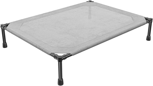Simple Trending Raised Bed for Large Dog, Waterproof L Pet Cot, Breathable Big Bed Load 300lb, Metal Connector, Grey
