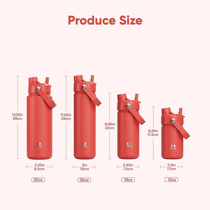 Insulated Water Bottle with Straw Stainless Steel Water Bottle, Leak-Proof, BPA-Free, Double Wall Vacuum Keeps Cold for 24 Hours for Sports, Travel, School (18 oz, Tawny Orange)