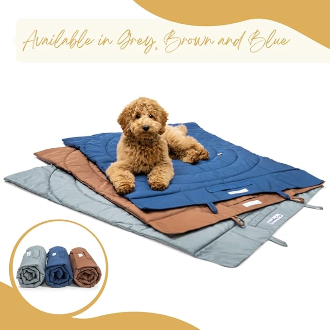 Portable Dog Mat - Waterproof & Foldable Pet Bed - Ideal for Indoor, Outdoor, Cafes, Travel, Camping, Grooming & Training - 39"x30" - Includes Carry Bag - Durable, Washable & Lightweight - Grey