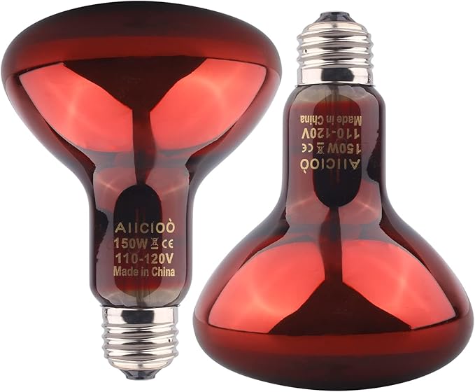 Aiicioo Reptile Red Night Light Bulb - 150W Reptile Heat Lamp Bulb Infrared Basking Spot Lamp for Bearded Dragon Lizard Turtle Hermit Crab Leopard Gecko Snake Chameleon Tank