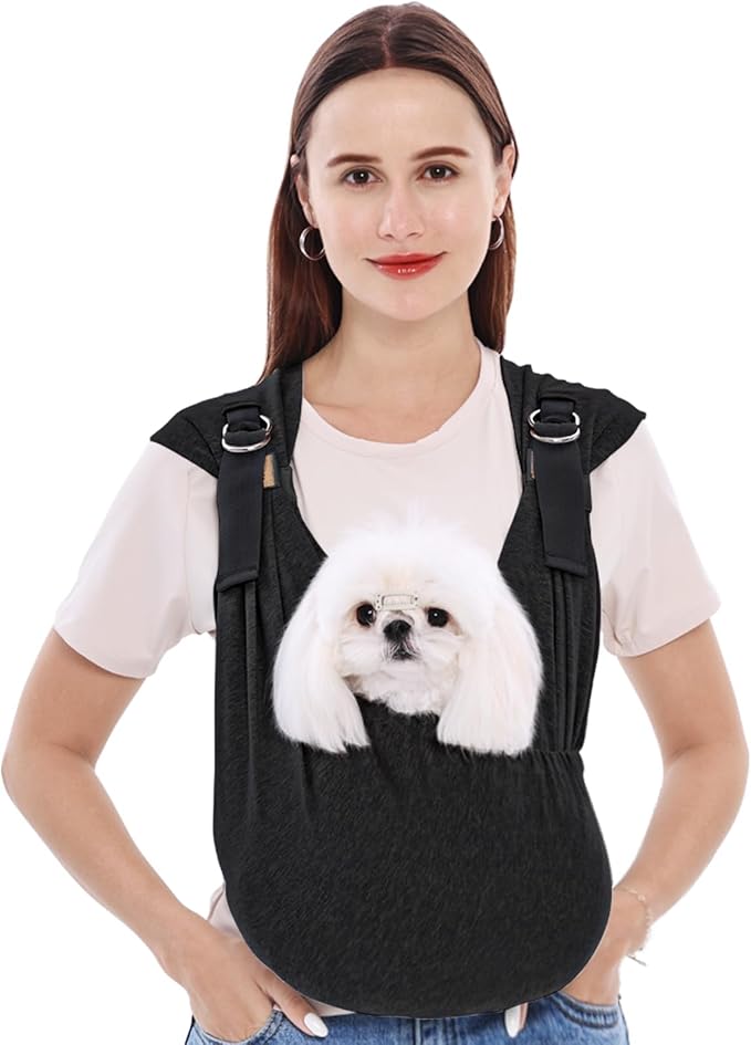 Supet Dog Carrier Sling for Small Dogs, Front Facing Cat Sling Carrier Chest, Hands Free Pet Sling Carrier, Adjustable Dog Front Carrier, Reducing Back Pain