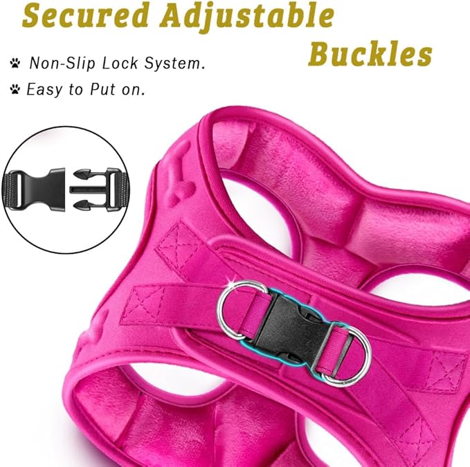 Comfort fit Step-in Dog & Puppy Harness - Comfortable All Weather Dog Vest Harness: Adjustable, Soft Padded, Easy to Put-on for Small, Medium-Sized Dogs.