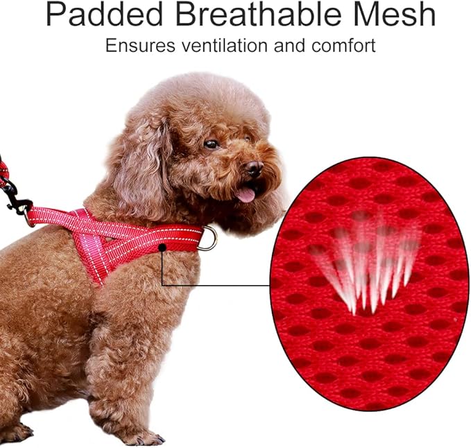 Plutus Pet No Pull Dog Harness with Breathable Mesh Padded, Adjustable Reflective Escape Proof Dog Harness, Quick Fit Dog Vest Harness for Small Medium Large Dogs(XS, Red)