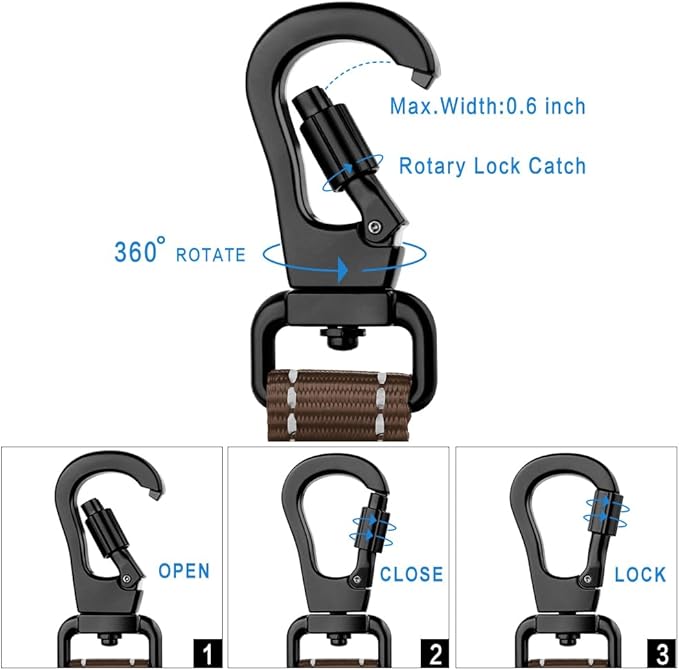 PLUTUS PET Short Training Dog Leash with Padded Handle for Medium Large Dogs,18 Inch Heavy Duty Strong Traffic Leash with Carabiner Clip for Climbing Walking or Guiding Blind(18”，Chocolate)