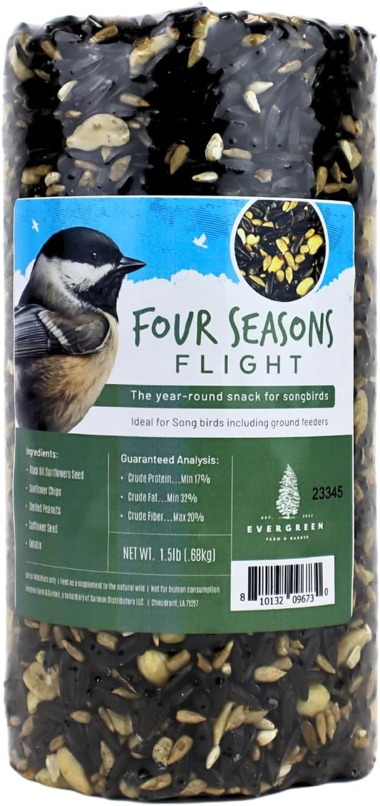 Birdseed Cylinders with Hole - Bird Seed for Outside Wild Birds (Small Cylinder, Four Seasons Flight 1pc)