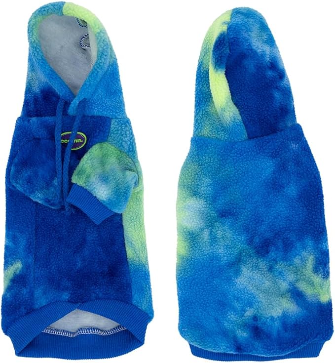 Sphynx Cat Hoodie Sweater, Thick Warm Stratch Soft Cat Hoodie Jacket,Two Legged Warm Fleece Hoodie for cat,Autumn Winter Clothes for Kitten Small Dogs (Blue&Green Tie Dye, M (3-5lbs))