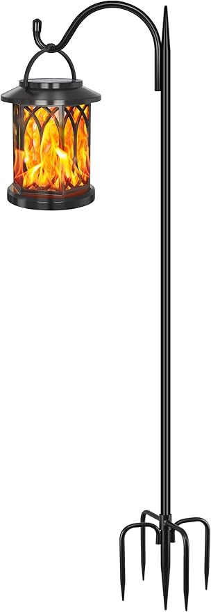 Gtongoko 63 Inch Shepherds Hooks for Outdoor with 5 Prongs Base, Adjustable Bird Feeder Pole Garden Hooks for Hanging Lanterns, Plants Baskets, Hummingbird Feeders, 1 Pack