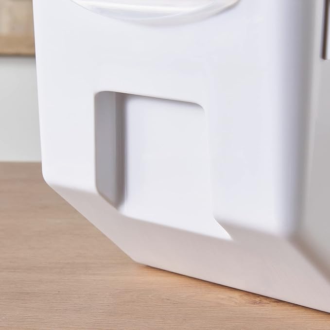 HANAMYA 15 Liter / 30 lbs Rice Storage Container with Measuring Cup, BPA free, For Rice | Grain | Pet Food | Flour, 1 count, White & Gray