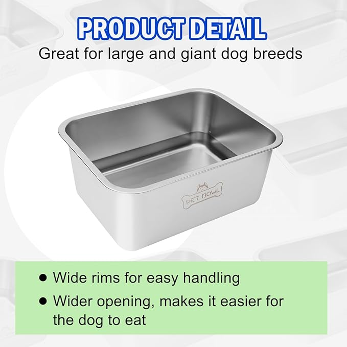 Water Bowls for Large Dogs, 3 Gallons Durable Stainless Steel Dog Bowls - Big Capacity Water and Food Bowl for Indoor Outdoor, Easy to Clean