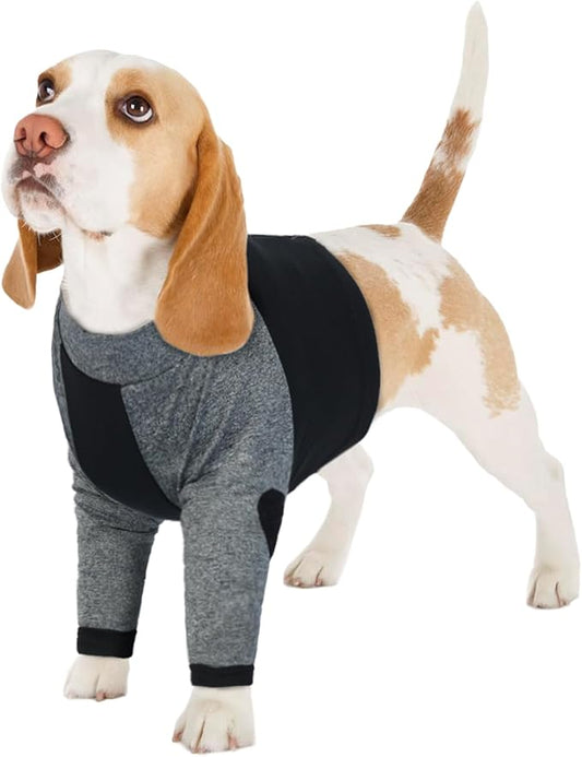 LeLePet Dog Recovery Suit for Front Legs, Dog Sleeve to Stop Licking, Elbow Protector for Leg Injuries Shoulder Wounds After Surgery Male Female,Zippered Long-Sleeved Shirt Cone Alternative(S-3XL)