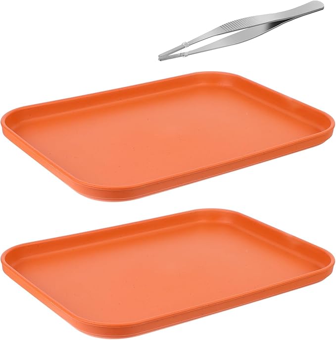 2 Pieces Reptile Food Water Dish, Reptile Feeding Bowl, Tortoise Feeding Dish, Plastic Pets Feeding Plate with 1Pcs Forcep, Crawl Pet Basking Platform for Turtle Lizard Bearded Dragon Gecko Snake