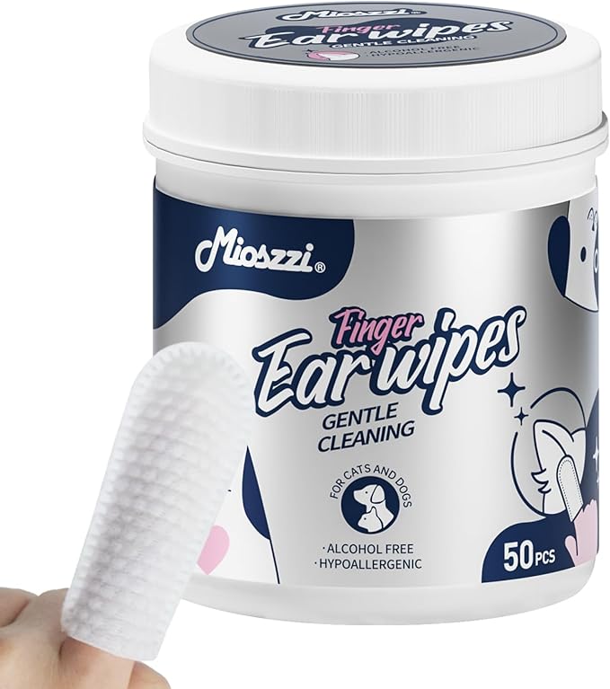 MIOSSZI 3-in-1 Pet Wipes Bundle - 40 Glove + 50 Ear + 130 Eye Wipes (220 Total) Hypoallergenic Cleaning Mitts for Dogs & Cats, Rinse-Free with Coconut Oil & Aloe Vera, Gentle No-Sting Formula