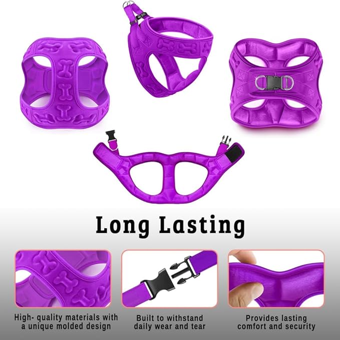 Comfort fit Step-in Dog & Puppy Harness - Comfortable All Weather Dog Vest Harness: Adjustable, Soft Padded, Easy to Put-on for Small, Medium-Sized Dogs.