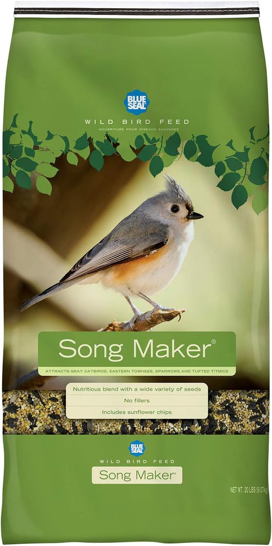 Blue Seal Song Maker Wild Bird Seed | Nutritious Blend, No Filler | Attracts a Wide Variety of Wild Outside Birds | Convenient Shell-Free Mix | Made in USA | 40 Pound Bag