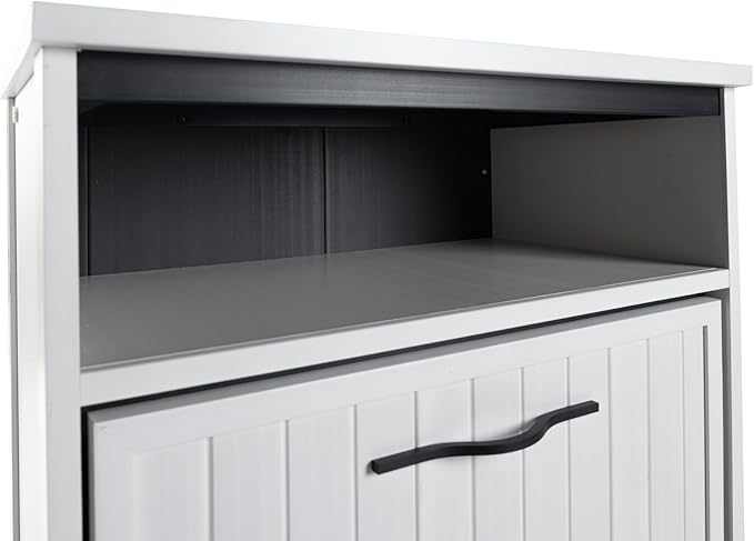 New Age Pet ECOFLEX Dog Food Pantry and Feeding Station - Antique White, Includes 2X 32oz Stainless Steel Bowls, Moisture Resistant, Easy Assembly, Holds 25 lbs of Dog Food