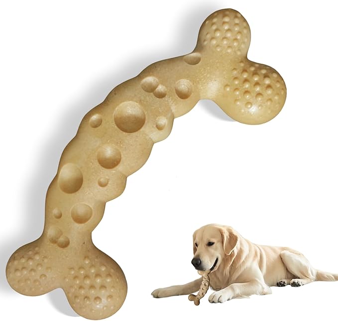 Dog Chew Toy for Aggressive Chewers Bacon Flavored Indestructible Dog Bone Toys for Medium/Large Breed to Keep Them Busy